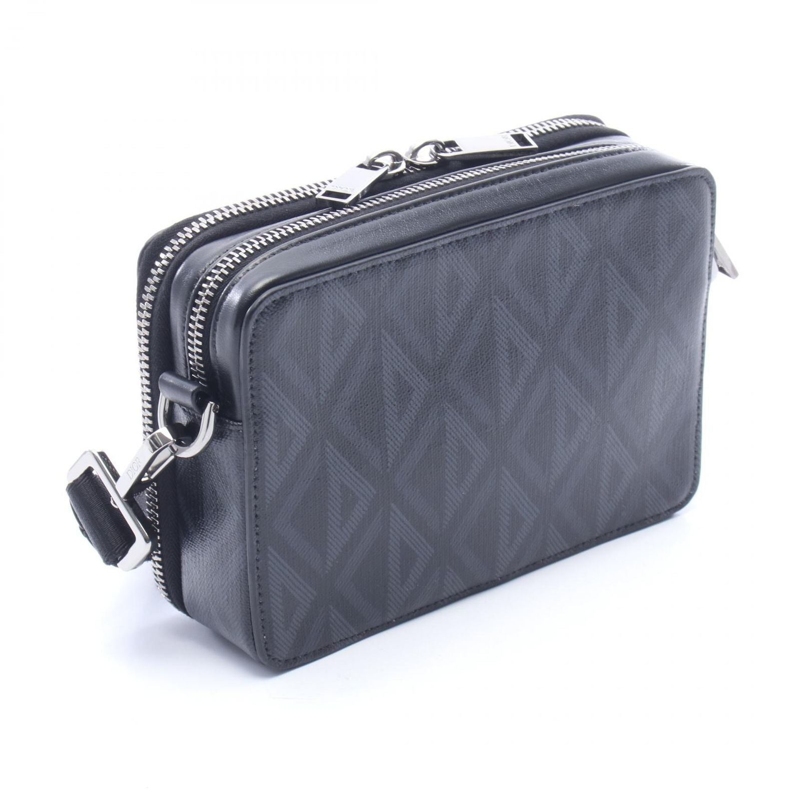 Dior Shoulder Bag CD Diamond Messenger Pouch Gray Black Canvas Leather — view 2