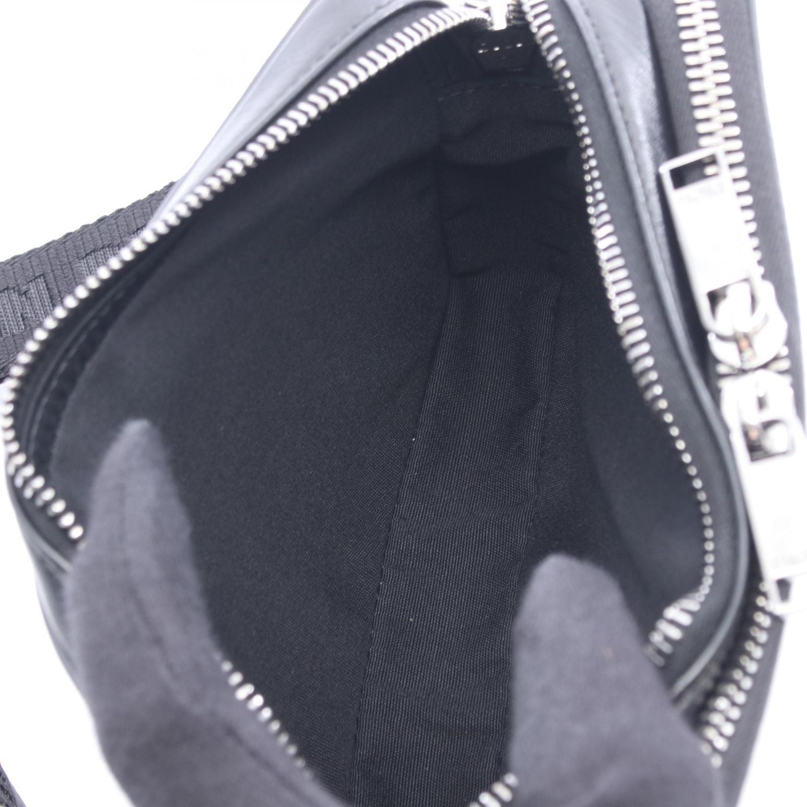 Dior Shoulder Bag CD Diamond Messenger Pouch Gray Black Canvas Leather — view 3
