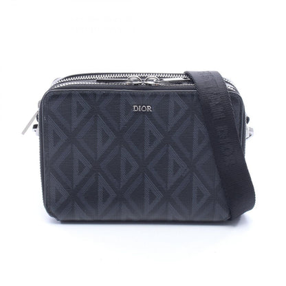 Dior Shoulder Bag CD Diamond Messenger Pouch Gray Black Canvas Leather