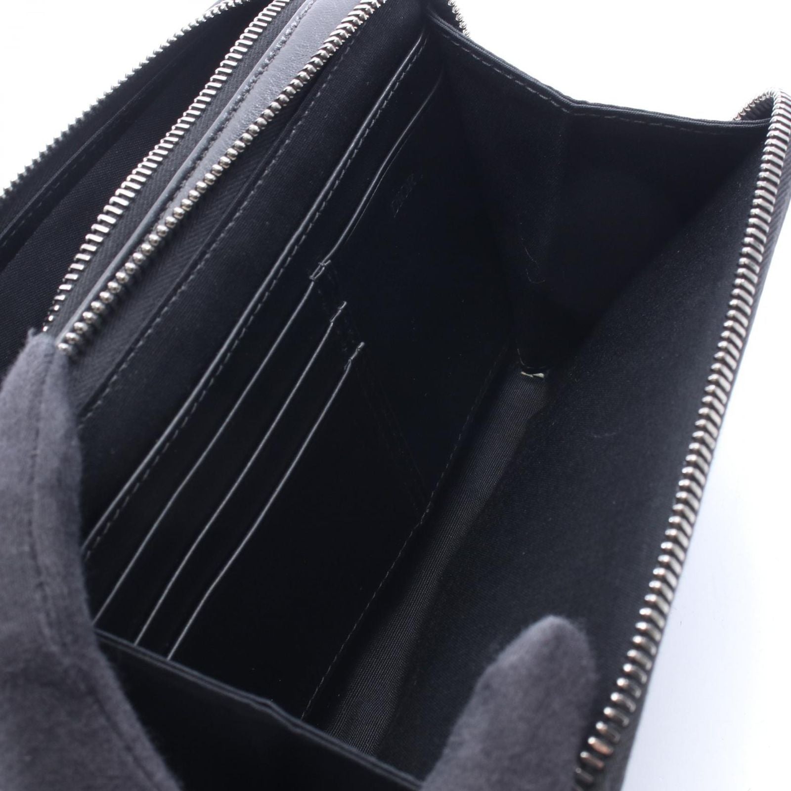 Dior Shoulder Bag CD Diamond Messenger Pouch Gray Black Canvas Leather — view 4