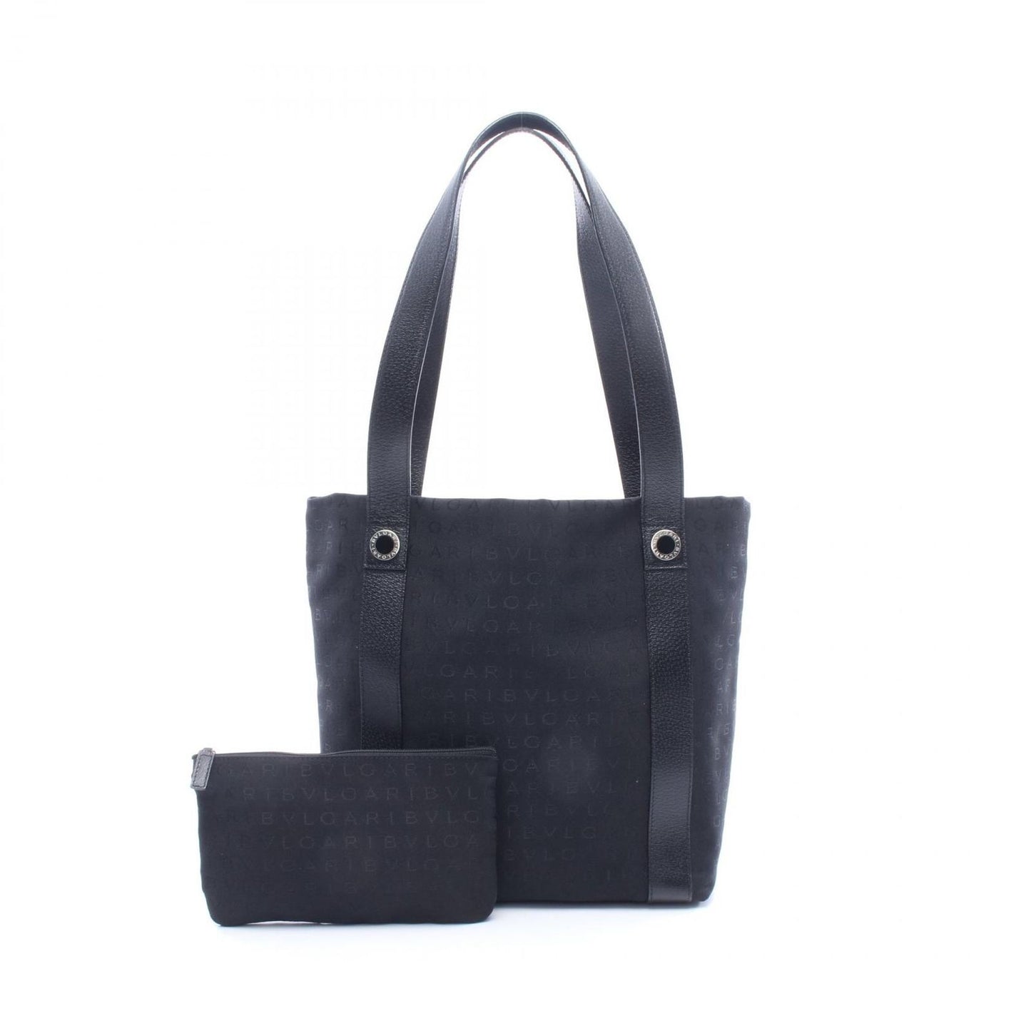 Bvlgari Tote Logo Mania Black Canvas Leather
