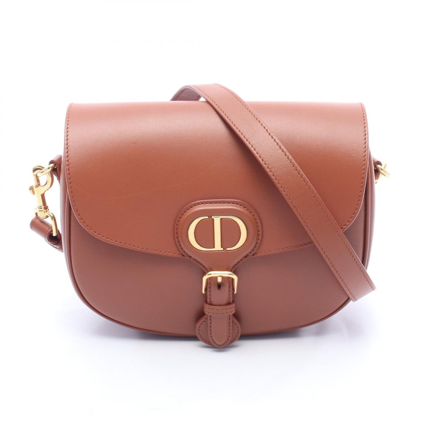 Dior Shoulder Bag Bobby White Jacquard Brown Leather