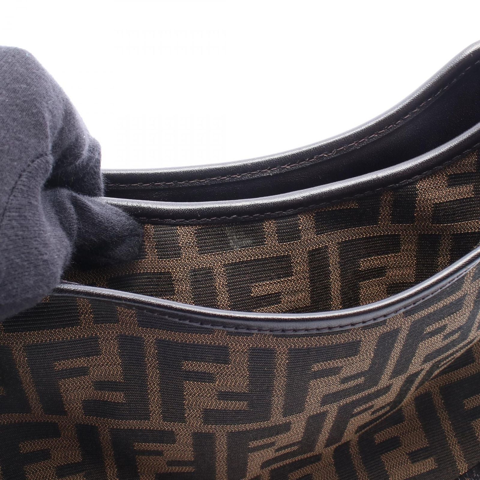 Fendi Shoulder Bag Zucca Brown Canvas Leather — view 6