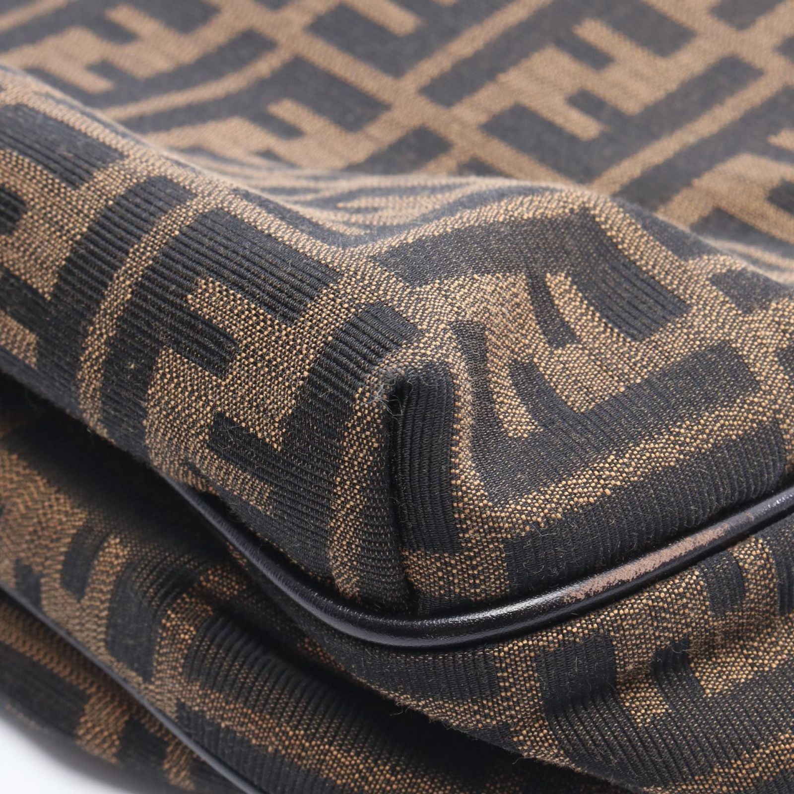 Fendi Shoulder Bag Zucca Brown Canvas Leather — view 9