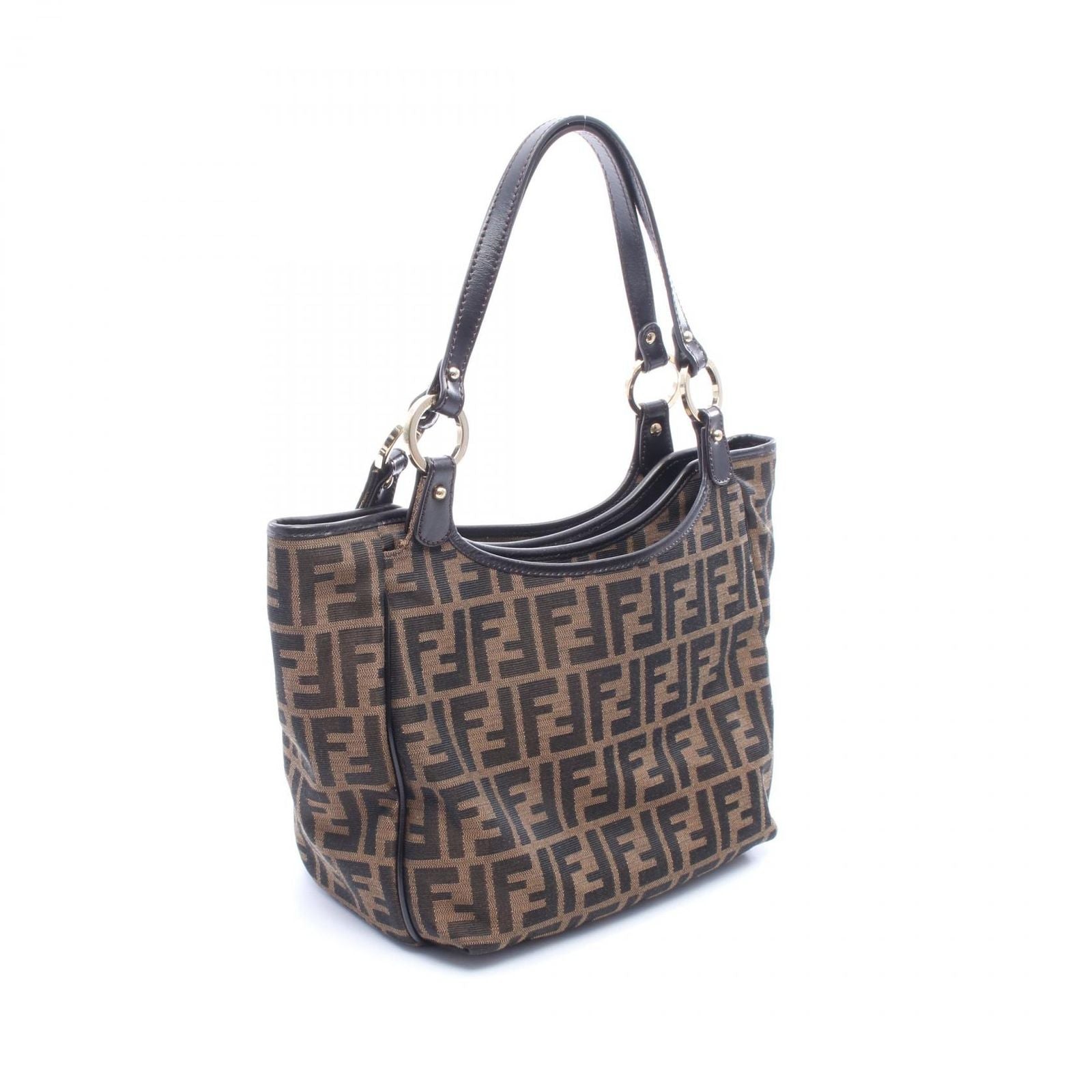Fendi Shoulder Bag Zucca Brown Canvas Leather — view 2