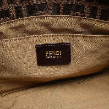 Fendi Shoulder Bag Zucca Brown Canvas Leather — view 4