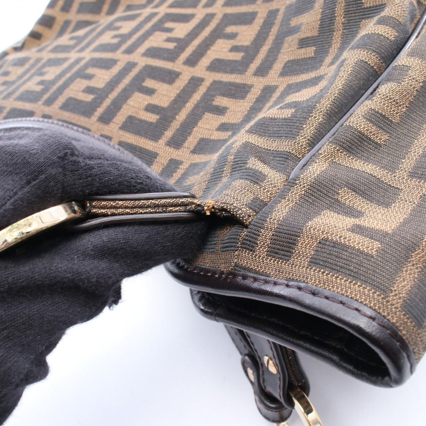 Fendi Shoulder Bag Zucca Brown Canvas Leather — view 8