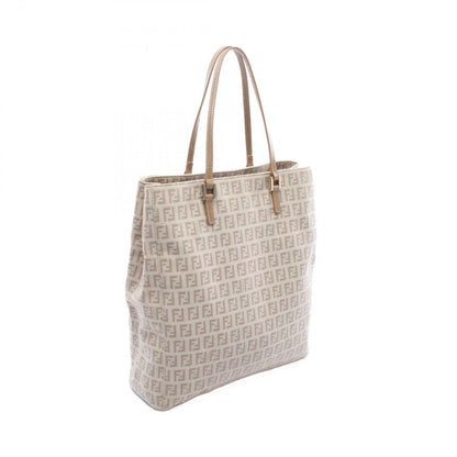 Fendi Tote Zucchino Beige Canvas Leather — view 2