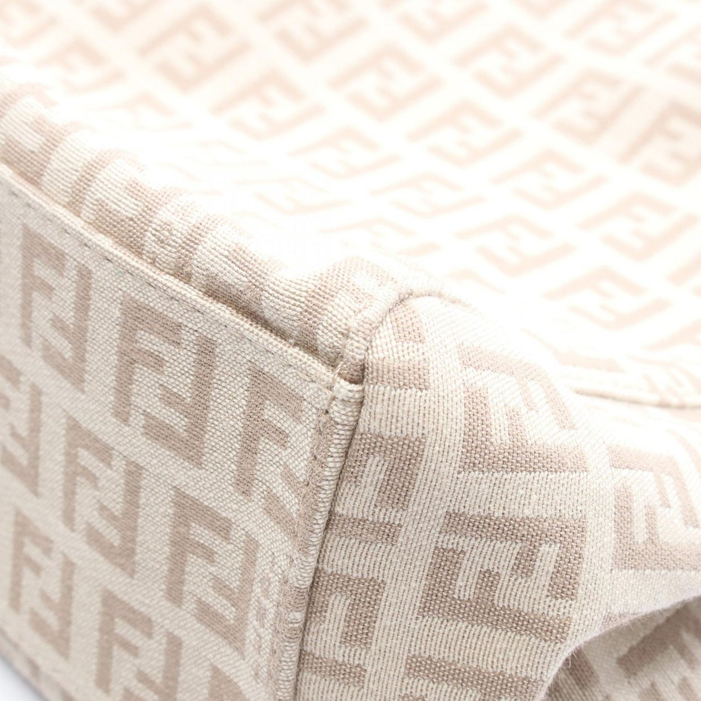 Fendi Tote Zucchino Beige Canvas Leather — view 7