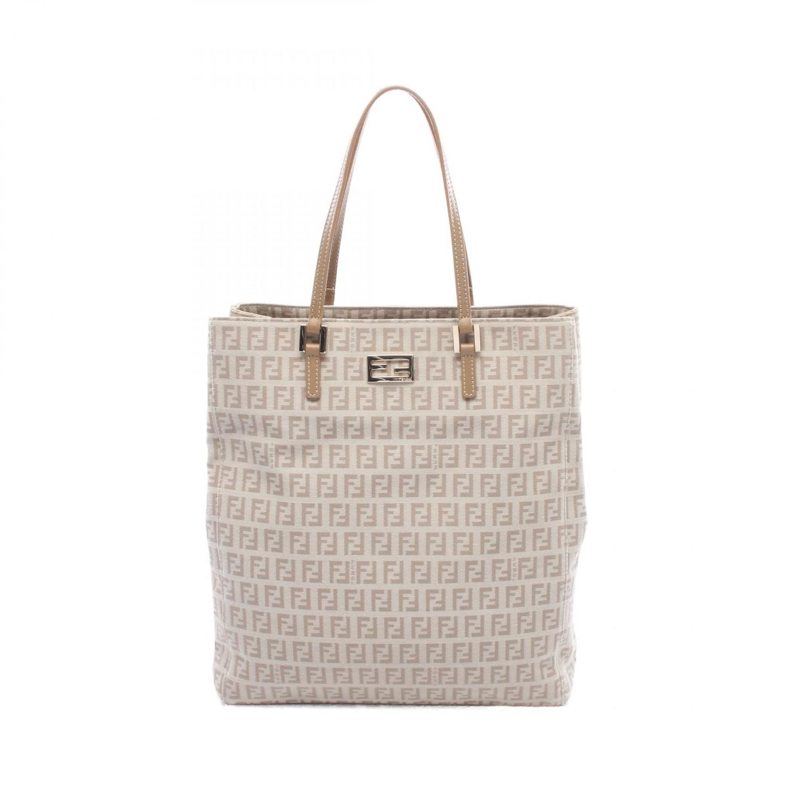 Fendi Tote Zucchino Beige Canvas Leather