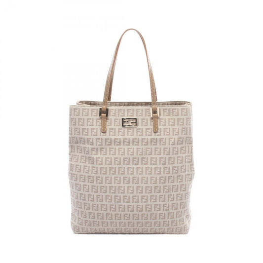Fendi Tote Zucchino Beige Canvas Leather