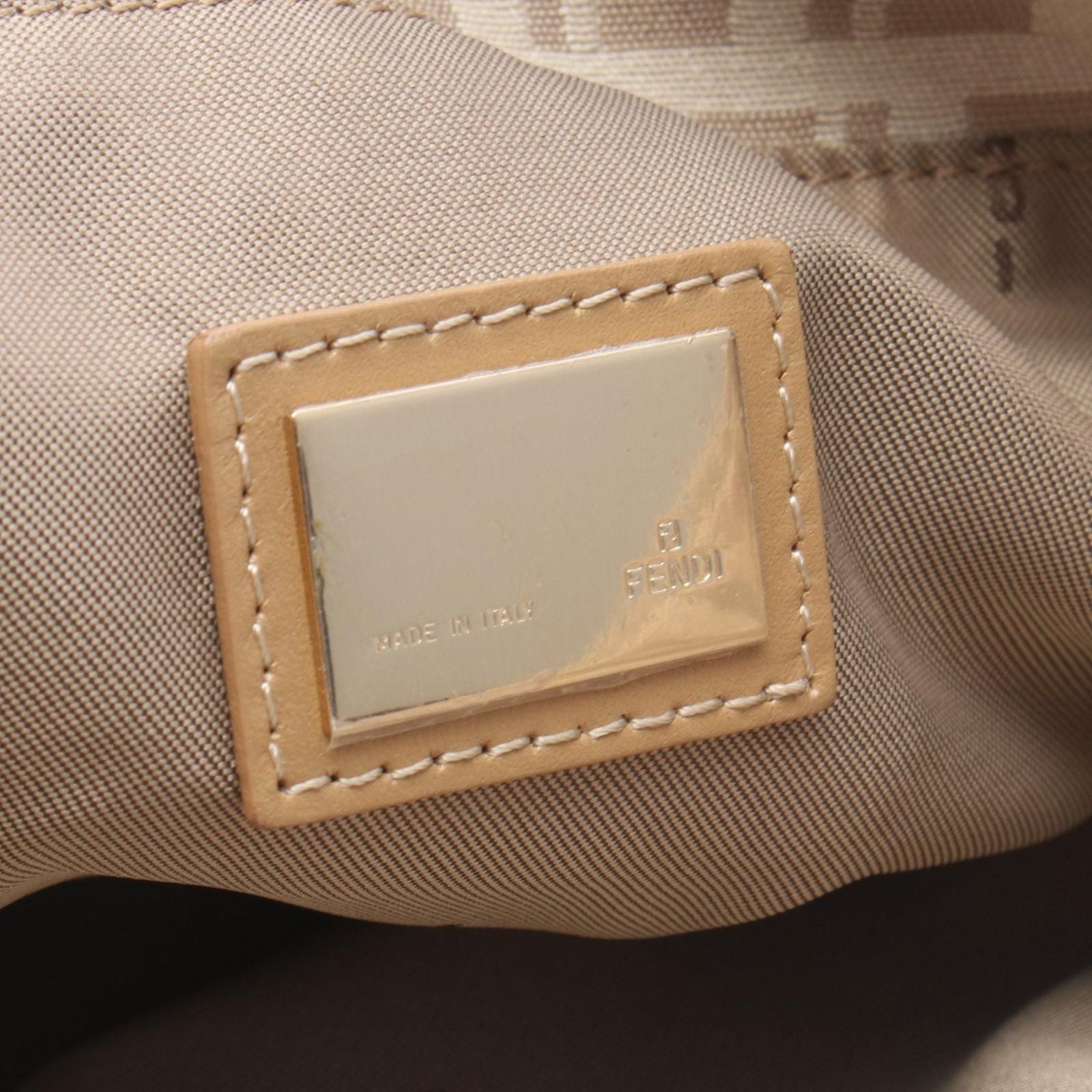 Fendi Tote Zucchino Beige Canvas Leather — view 4