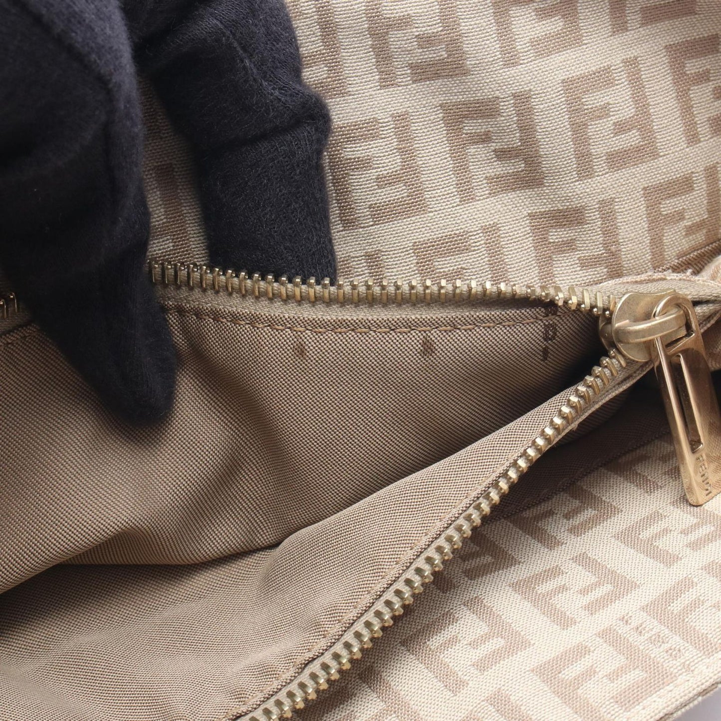 Fendi Tote Zucchino Beige Canvas Leather — view 8