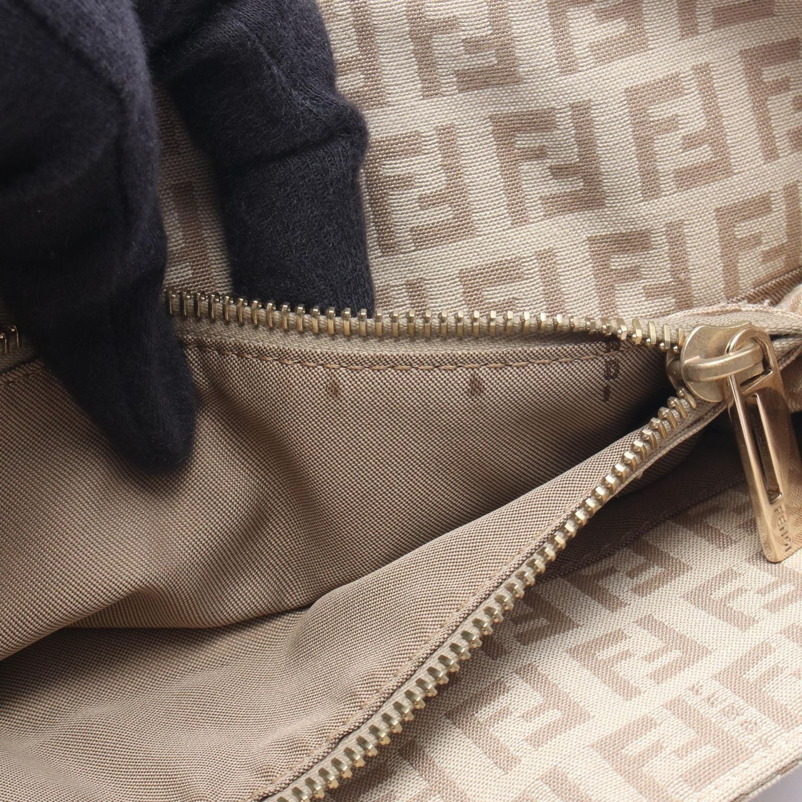Fendi Tote Zucchino Beige Canvas Leather — view 8