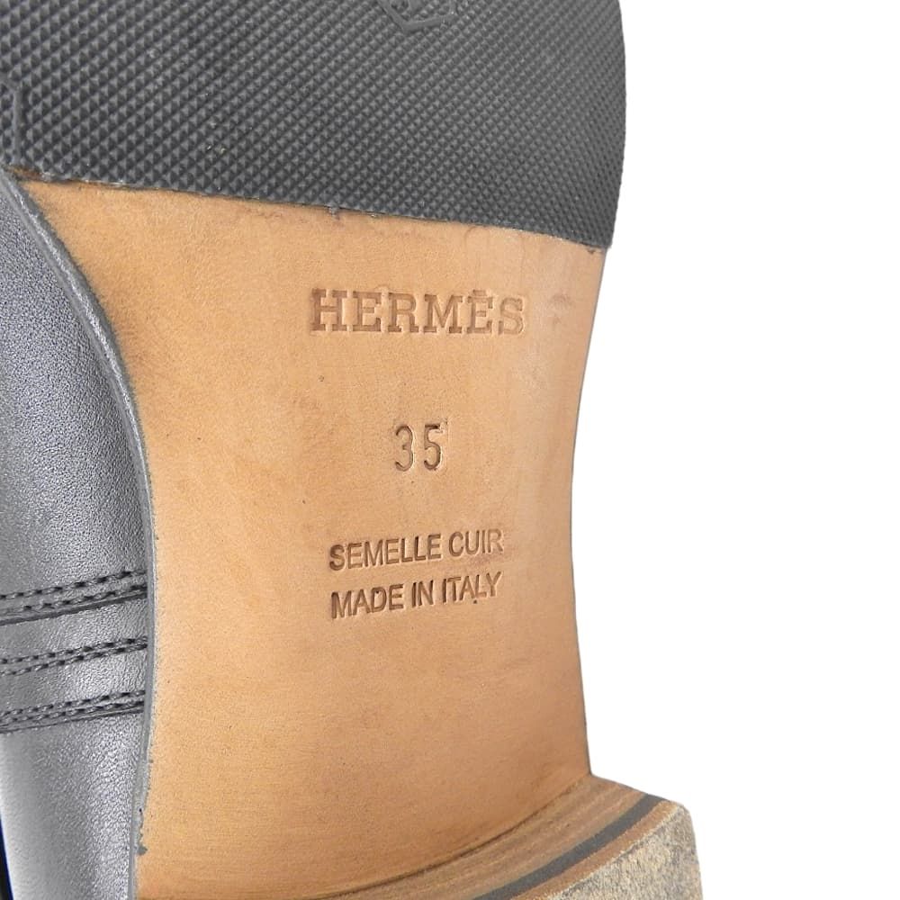 Hermes Neo Kelly Plain Toe Short Boots Shoes Black — view 6