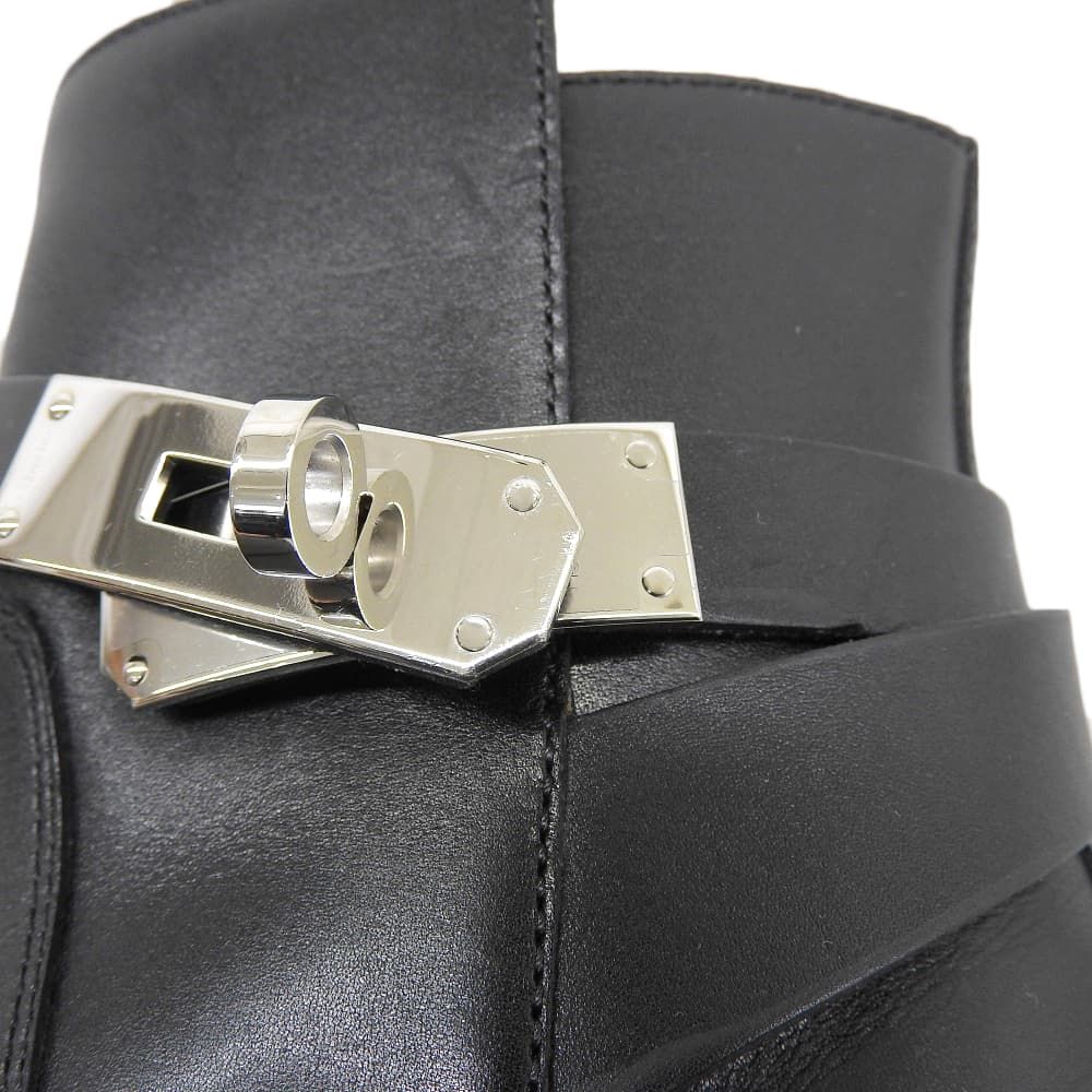 Hermes Neo Kelly Plain Toe Short Boots Shoes Black — view 5