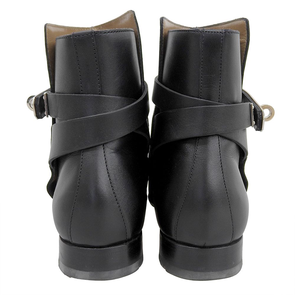 Hermes Neo Kelly Plain Toe Short Boots Shoes Black — view 3