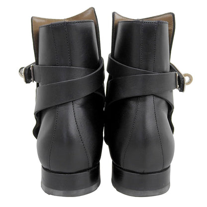 Hermes Neo Kelly Plain Toe Short Boots Shoes Black — view 3