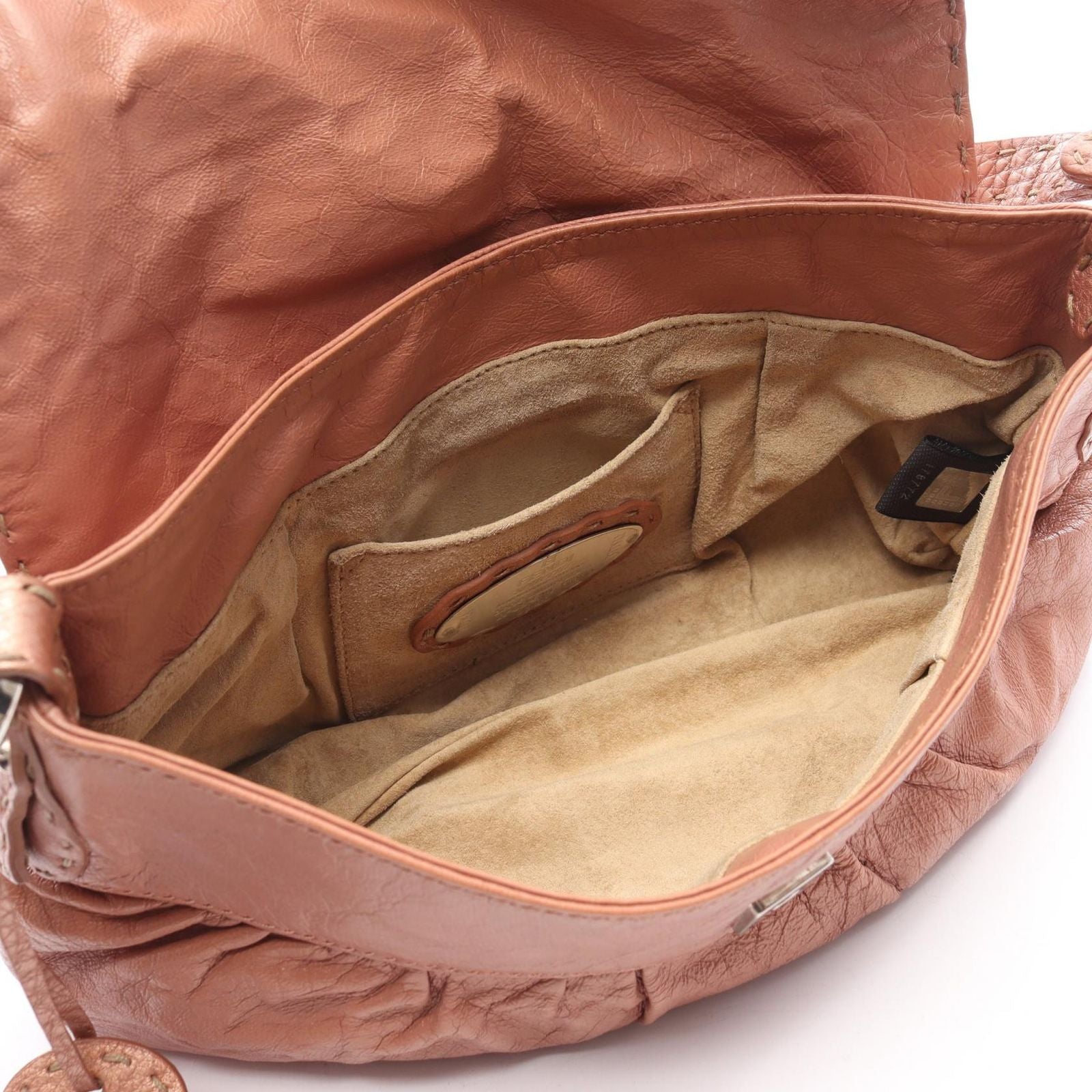 Fendi Handbagage Selleria Pink Beige Leather Shoulder Handbag — view 3