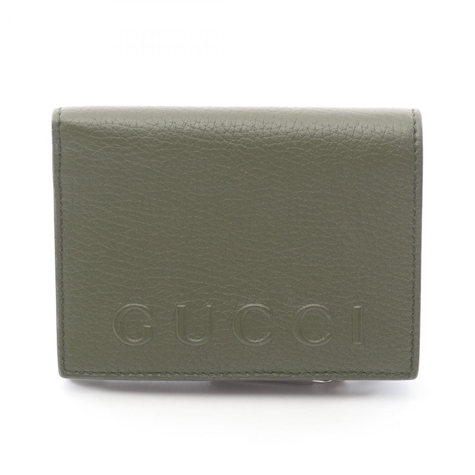 Gucci Bifold Wallet Logo Coin Khaki Leather