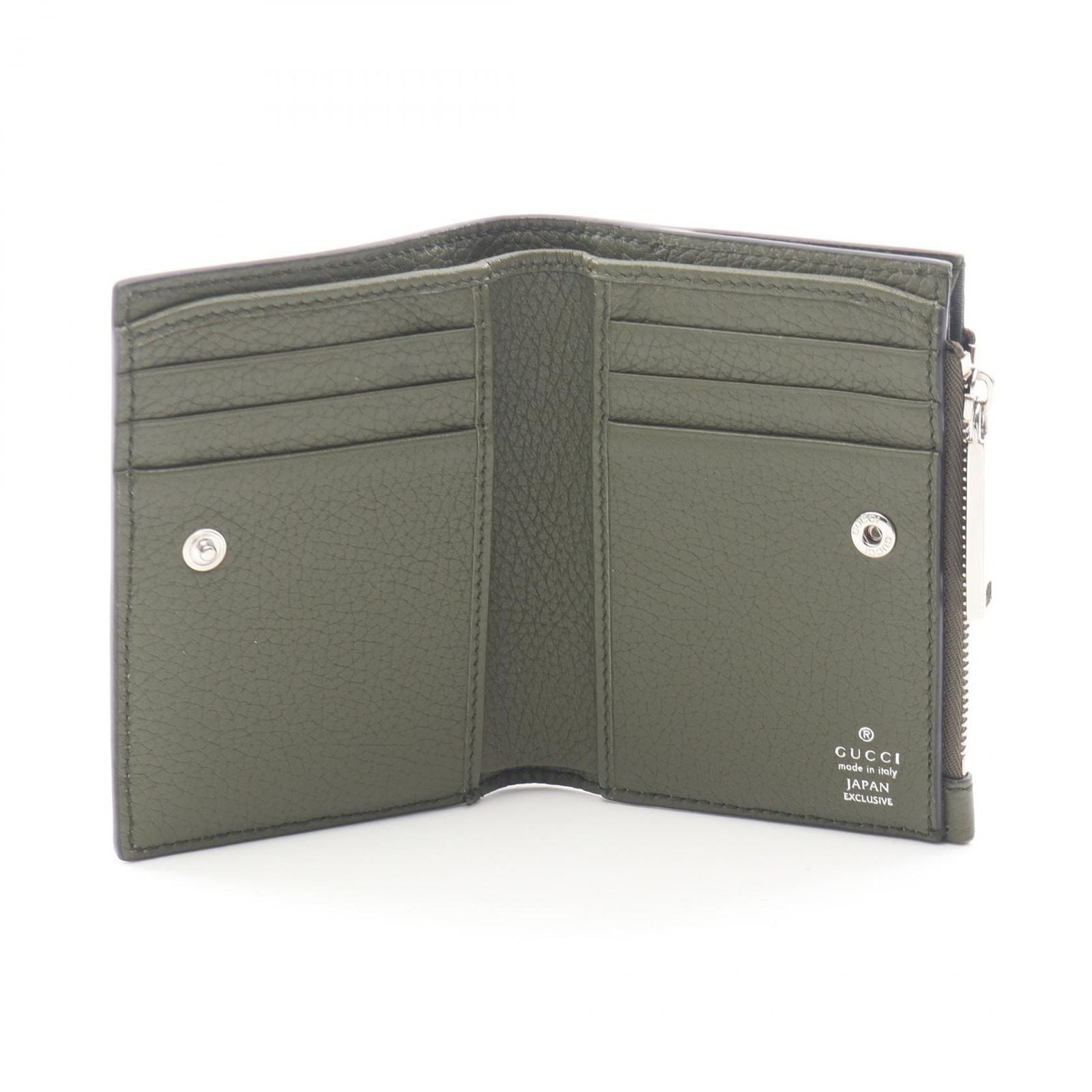 Gucci Bifold Wallet Logo Coin Khaki Leather — view 3
