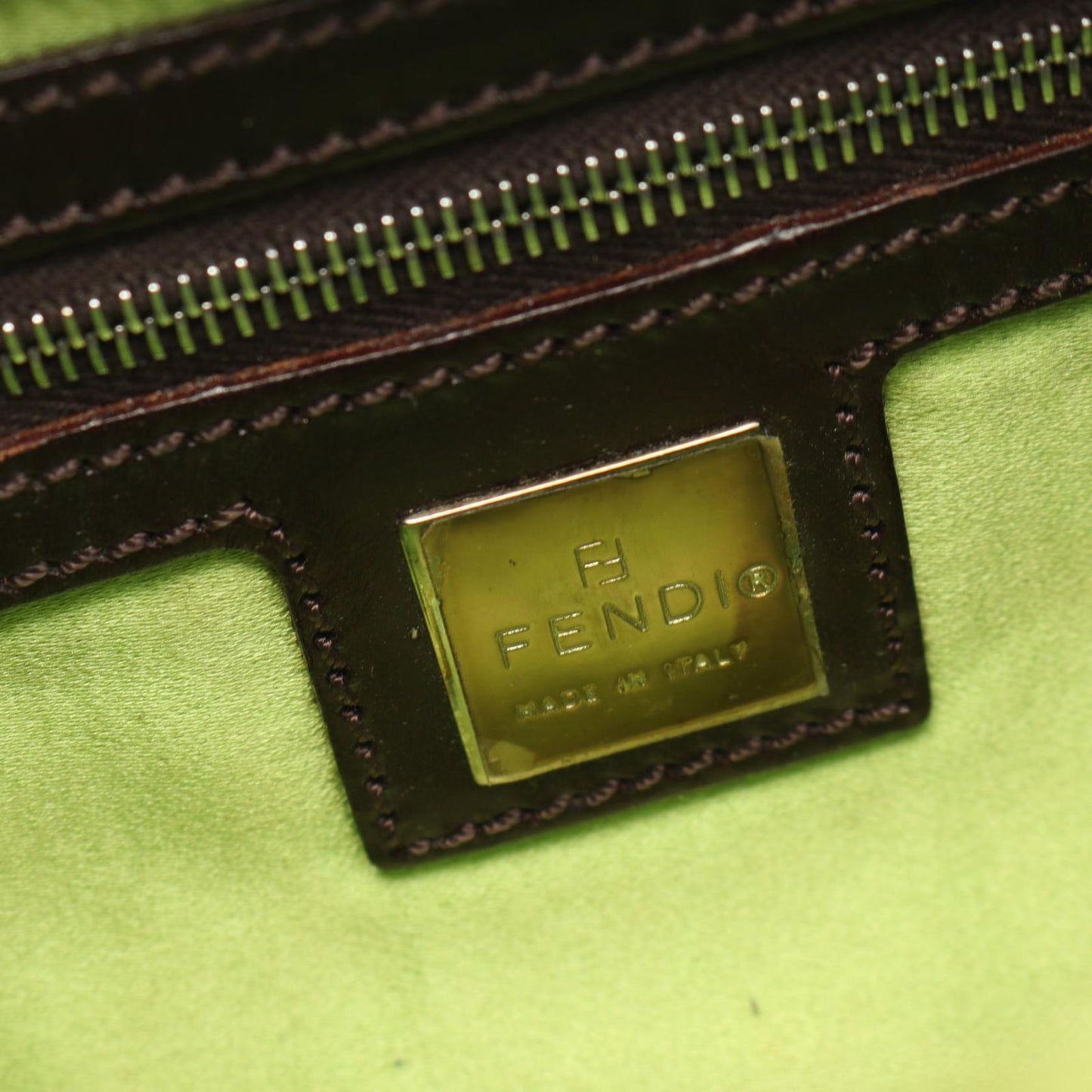Fendi Shoulder Bag Mamma Baguette Green Canvas Leather — view 4
