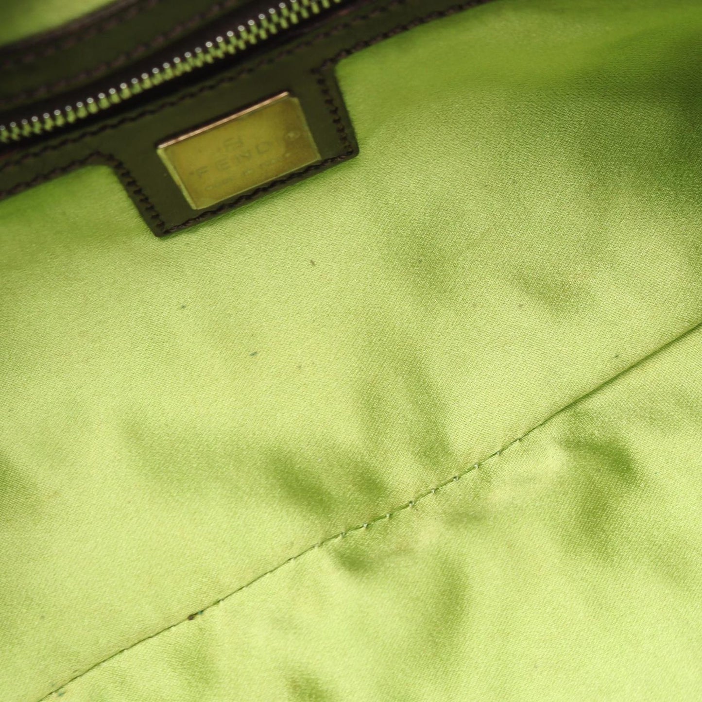 Fendi Shoulder Bag Mamma Baguette Green Canvas Leather — view 5