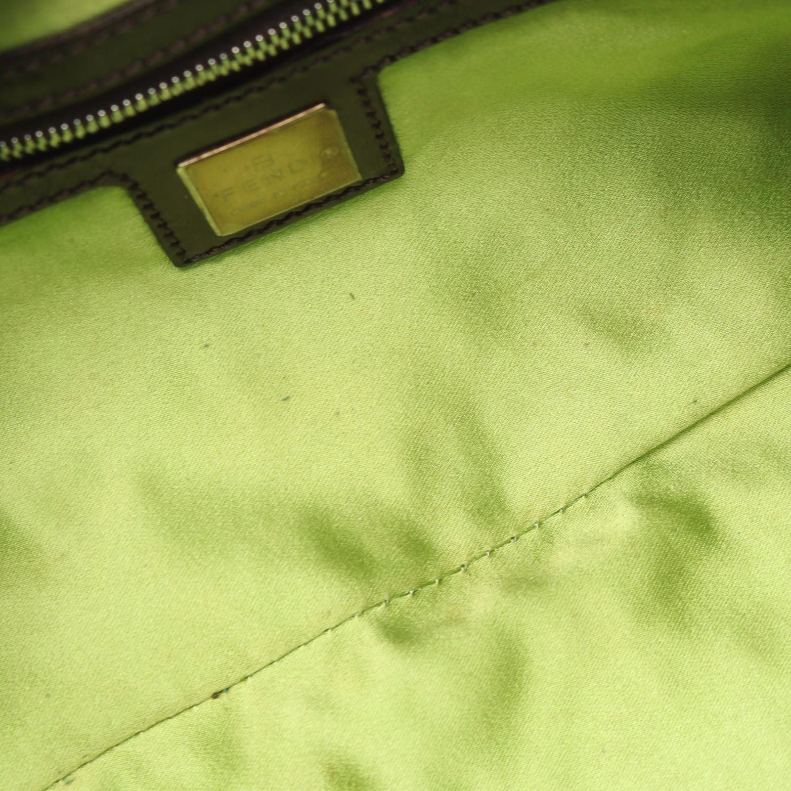 Fendi Shoulder Bag Mamma Baguette Green Canvas Leather — view 5