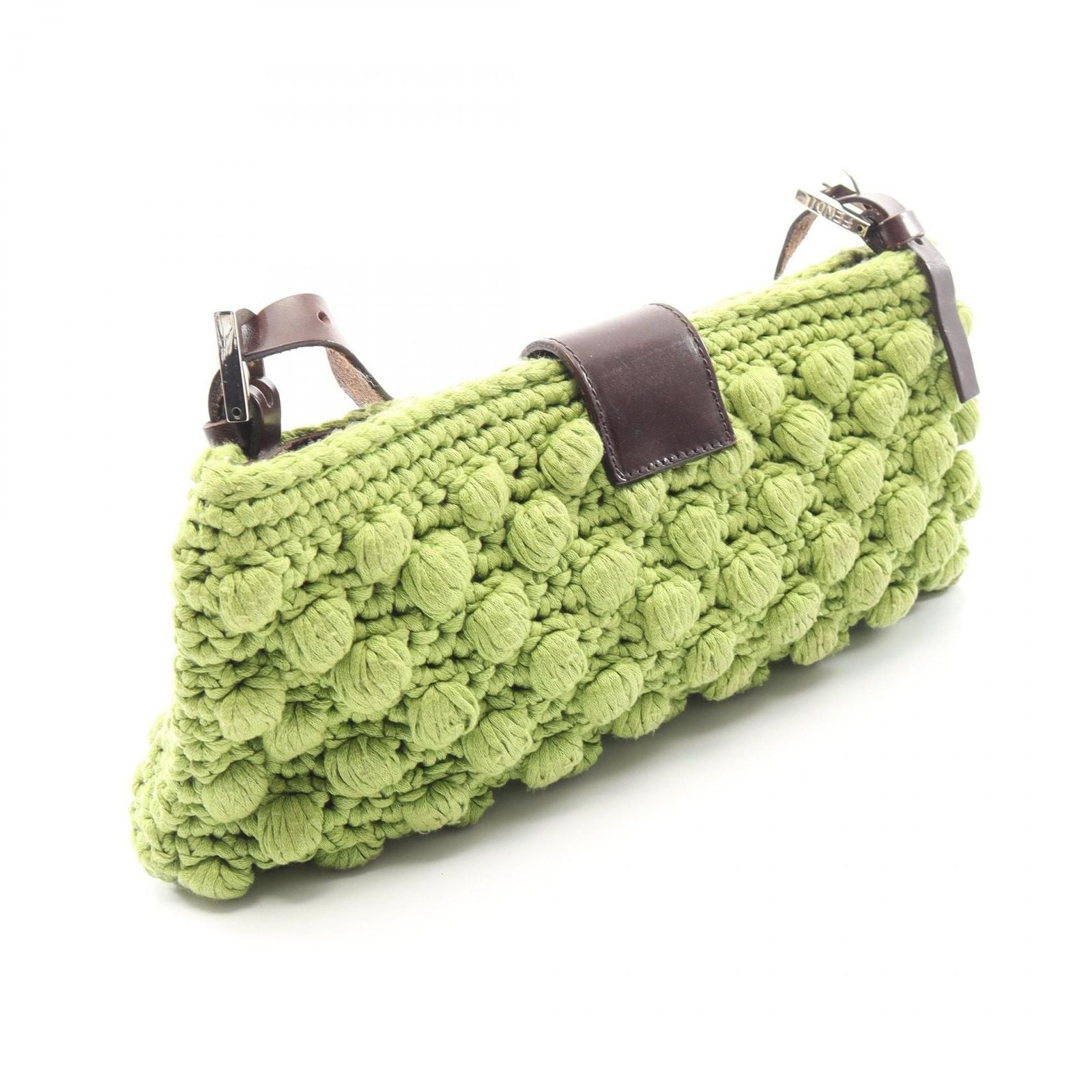 Fendi Shoulder Bag Mamma Baguette Green Canvas Leather — view 2