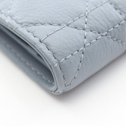 Dior Bifold Wallet Caro Dahila Cannage Sky Blue Leather — view 8