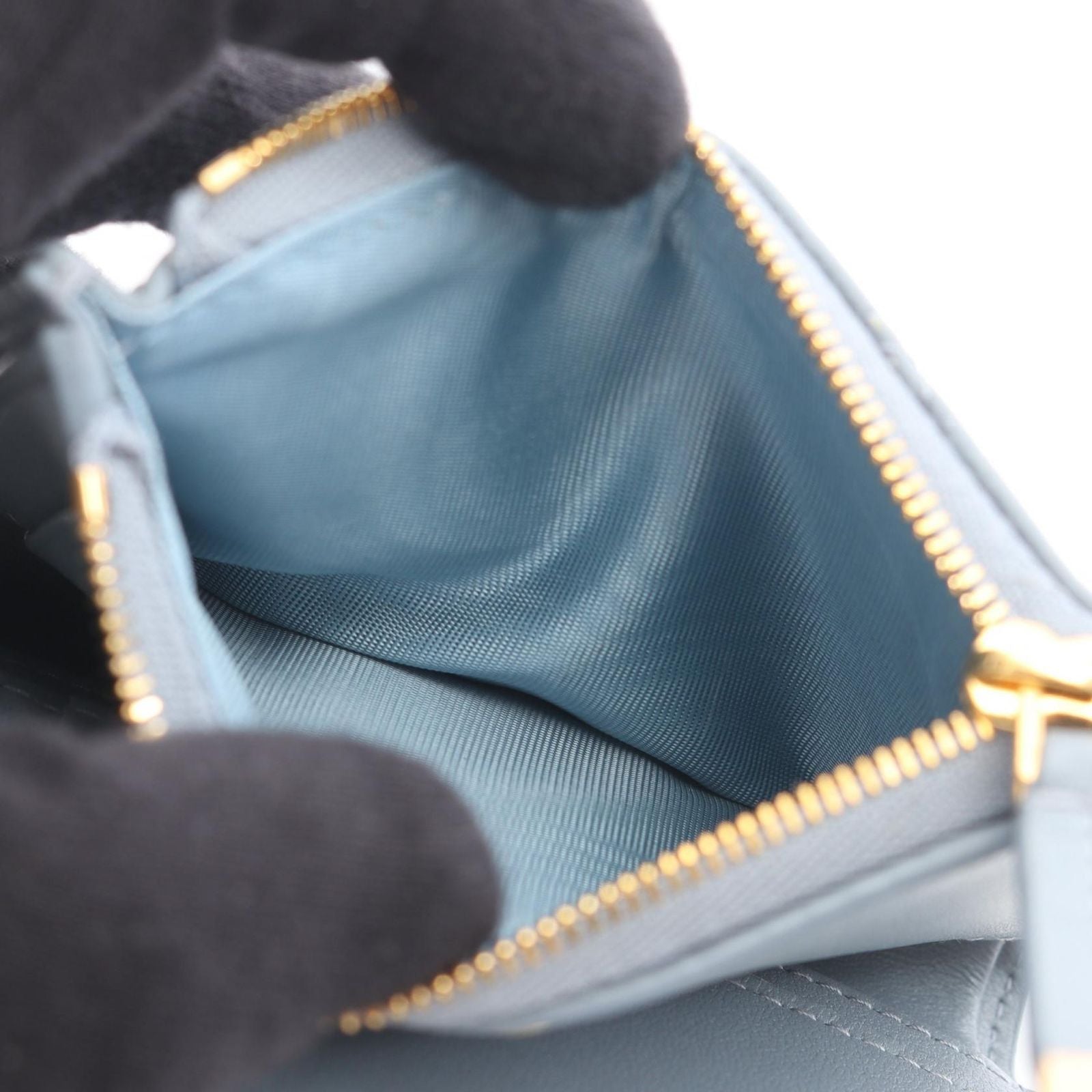 Dior Bifold Wallet Caro Dahila Cannage Sky Blue Leather — view 4