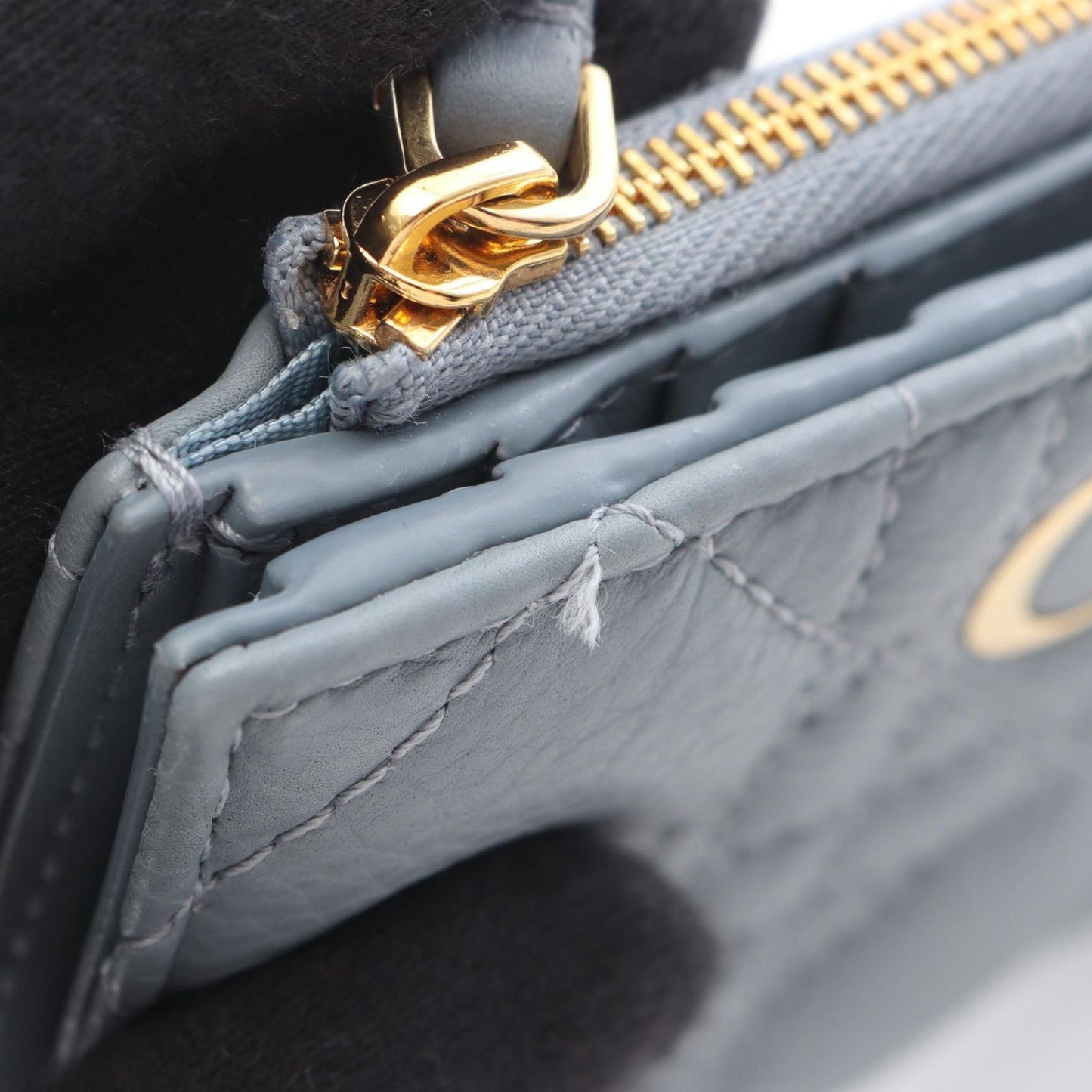 Dior Bifold Wallet Caro Dahila Cannage Sky Blue Leather — view 6