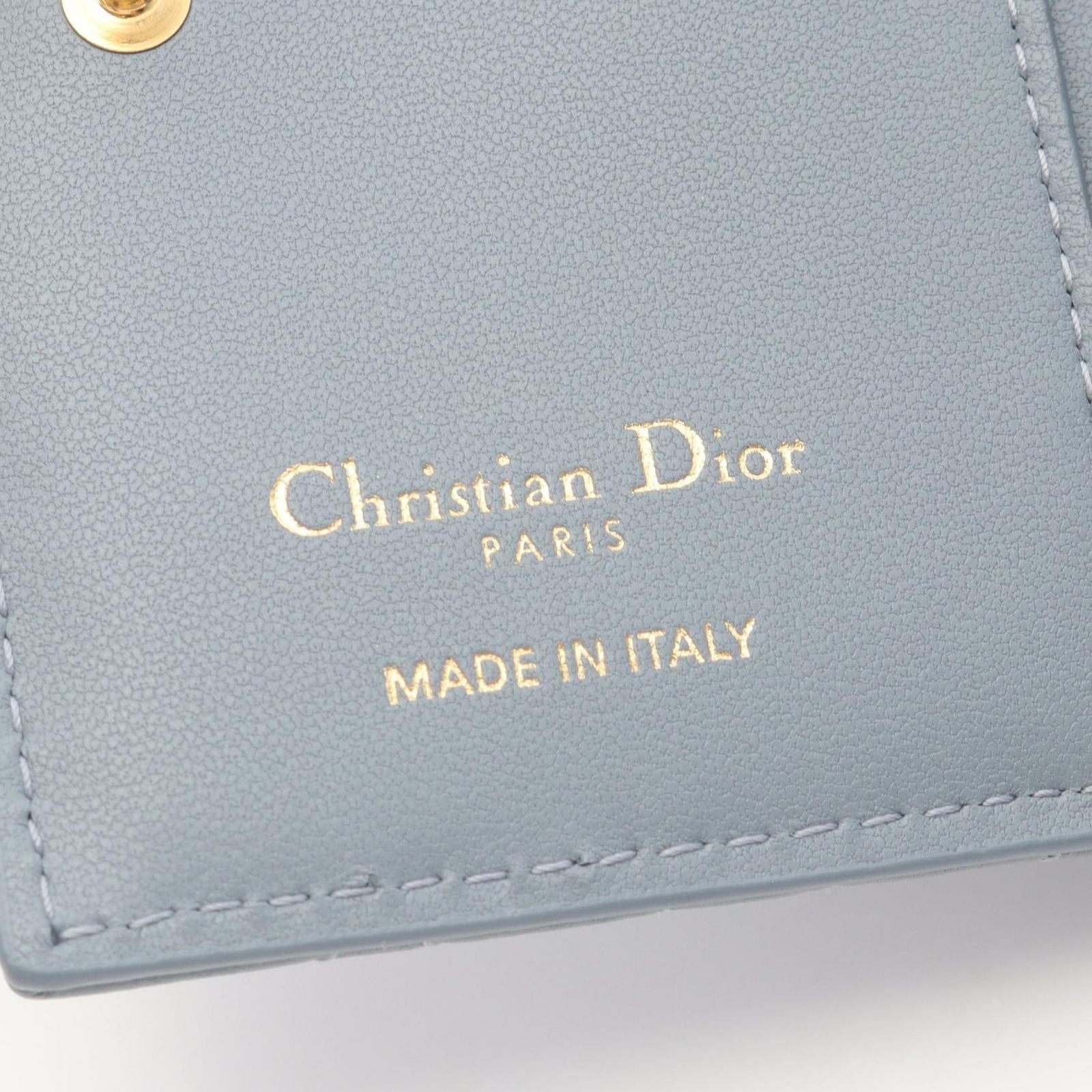 Dior Bifold Wallet Caro Dahila Cannage Sky Blue Leather — view 5