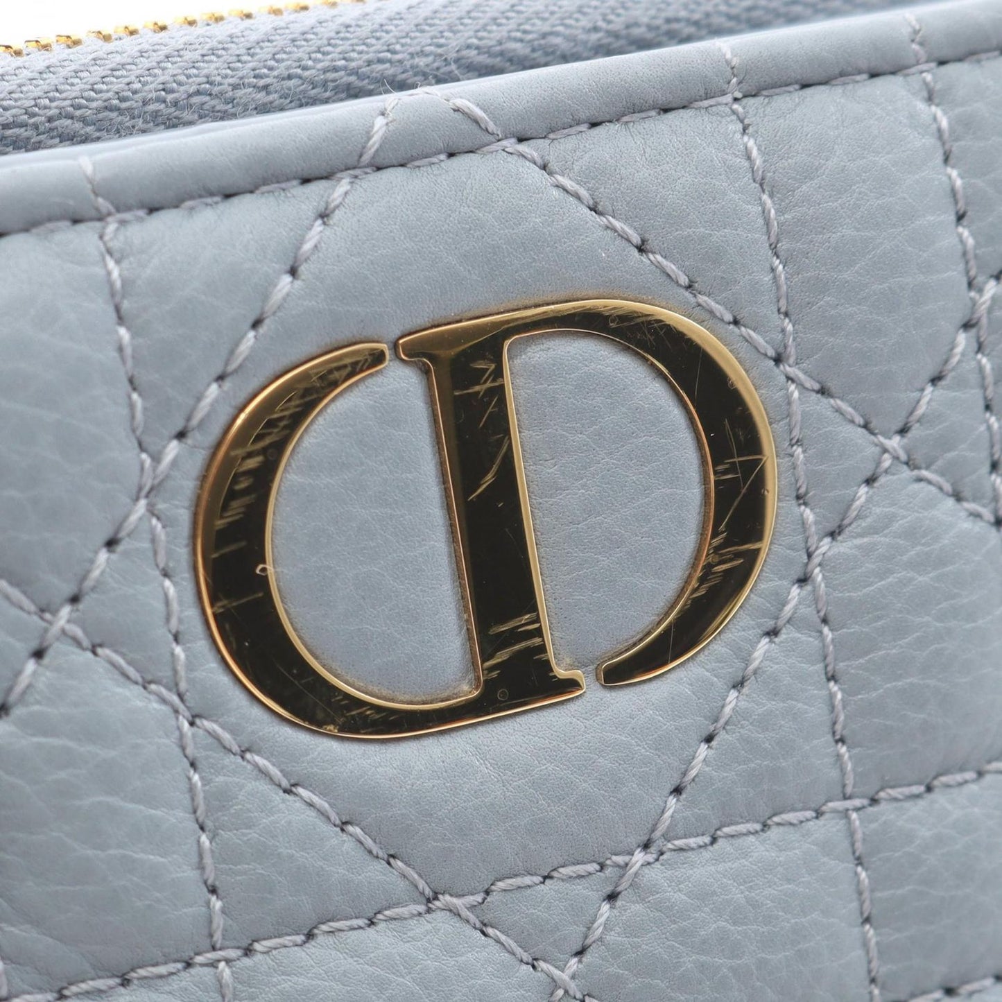 Dior Bifold Wallet Caro Dahila Cannage Sky Blue Leather — view 7