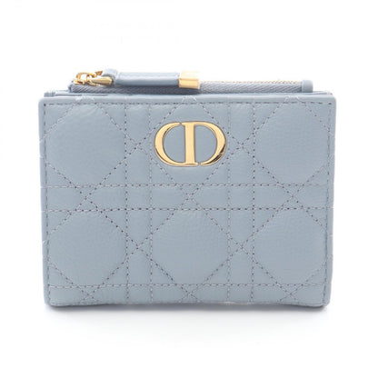Dior Bifold Wallet Caro Dahila Cannage Sky Blue Leather