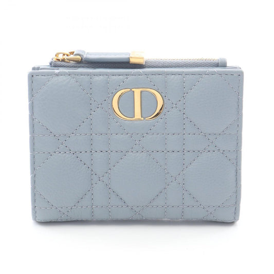 Dior Bifold Wallet Caro Dahila Cannage Sky Blue Leather