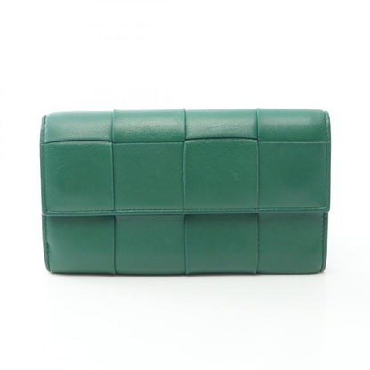 Bottega Veneta Bifold Wallet Cassette Maxi Intrecciato Green Leather