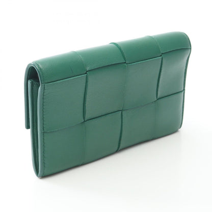 Bottega Veneta Bifold Wallet Cassette Maxi Intrecciato Green Leather — view 2