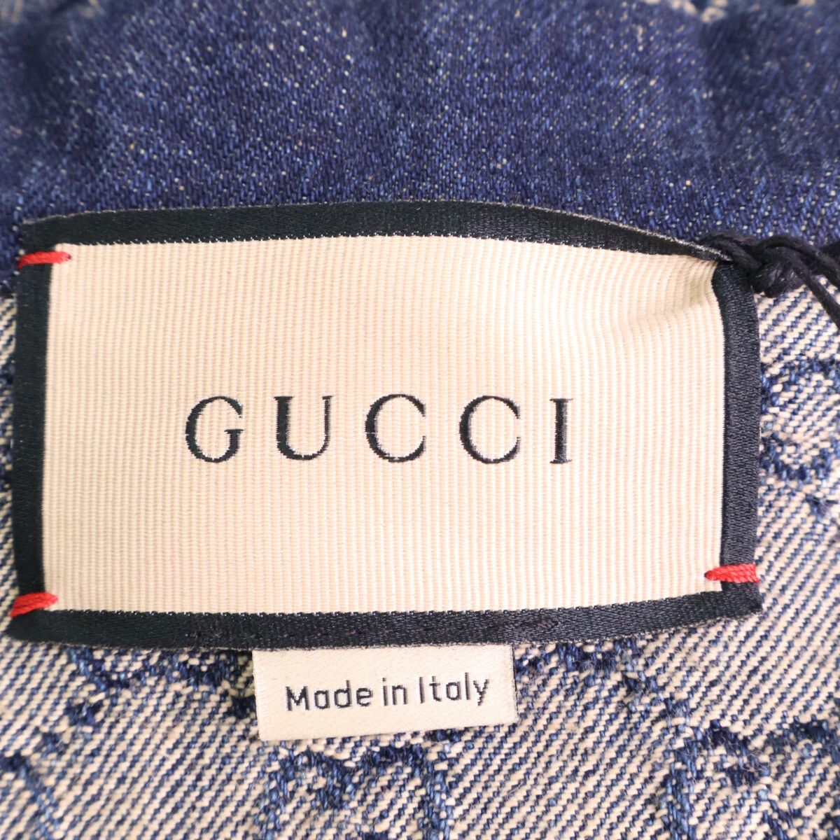 Gucci GG Denim Leather Trim Square Patch Belted 34 Jacket — view 6