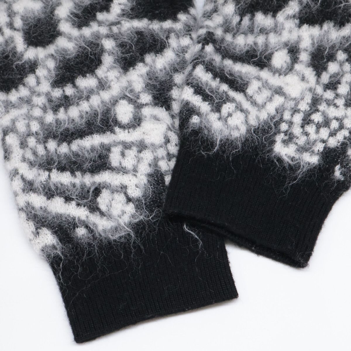 Saint Laurent Paris Black White Mohair Cardigan — view 6