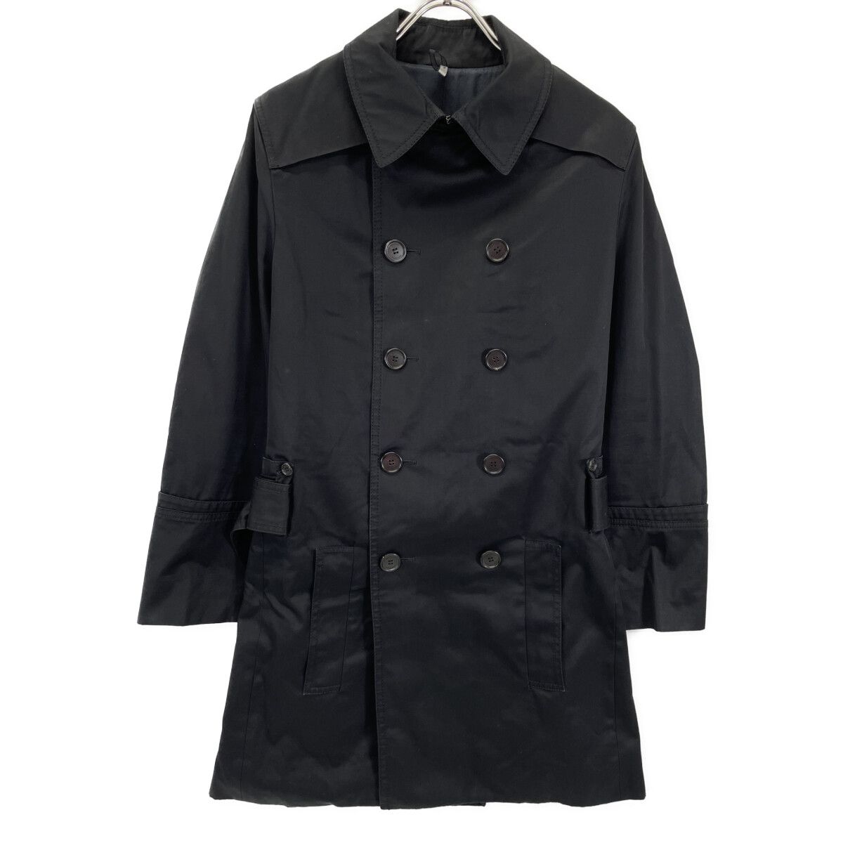 Dior Chris Van Ash Era Black Double Breasted Belted Trench Coat 44