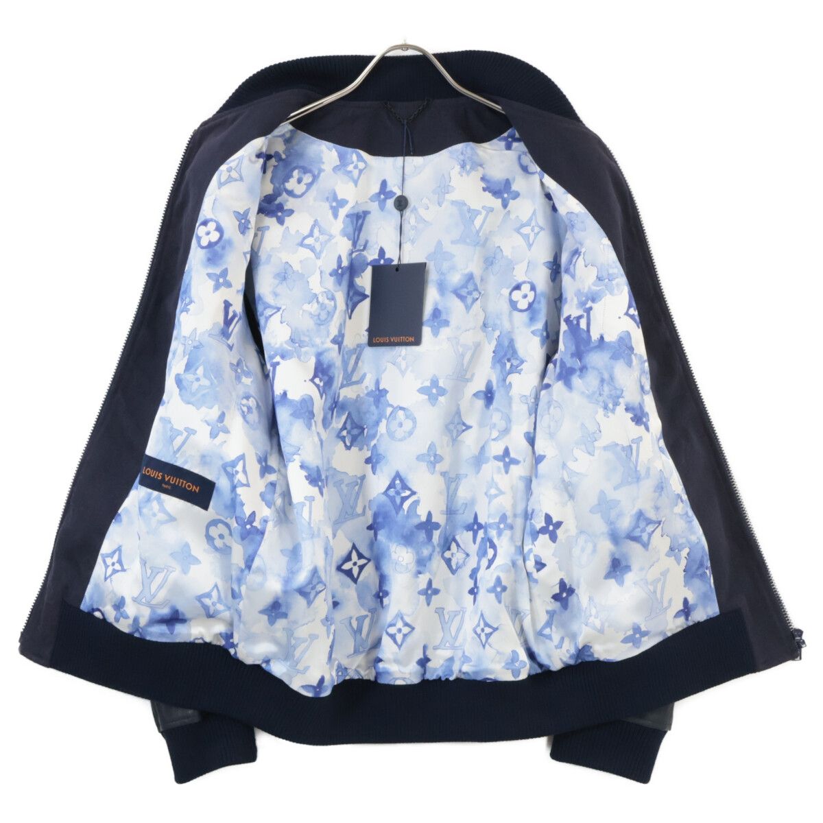 Louis Vuitton Leather Monogram Denim Contrast Zip Up Jacket 48 — view 4