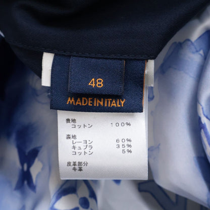 Louis Vuitton Leather Monogram Denim Contrast Zip Up Jacket 48 — view 6