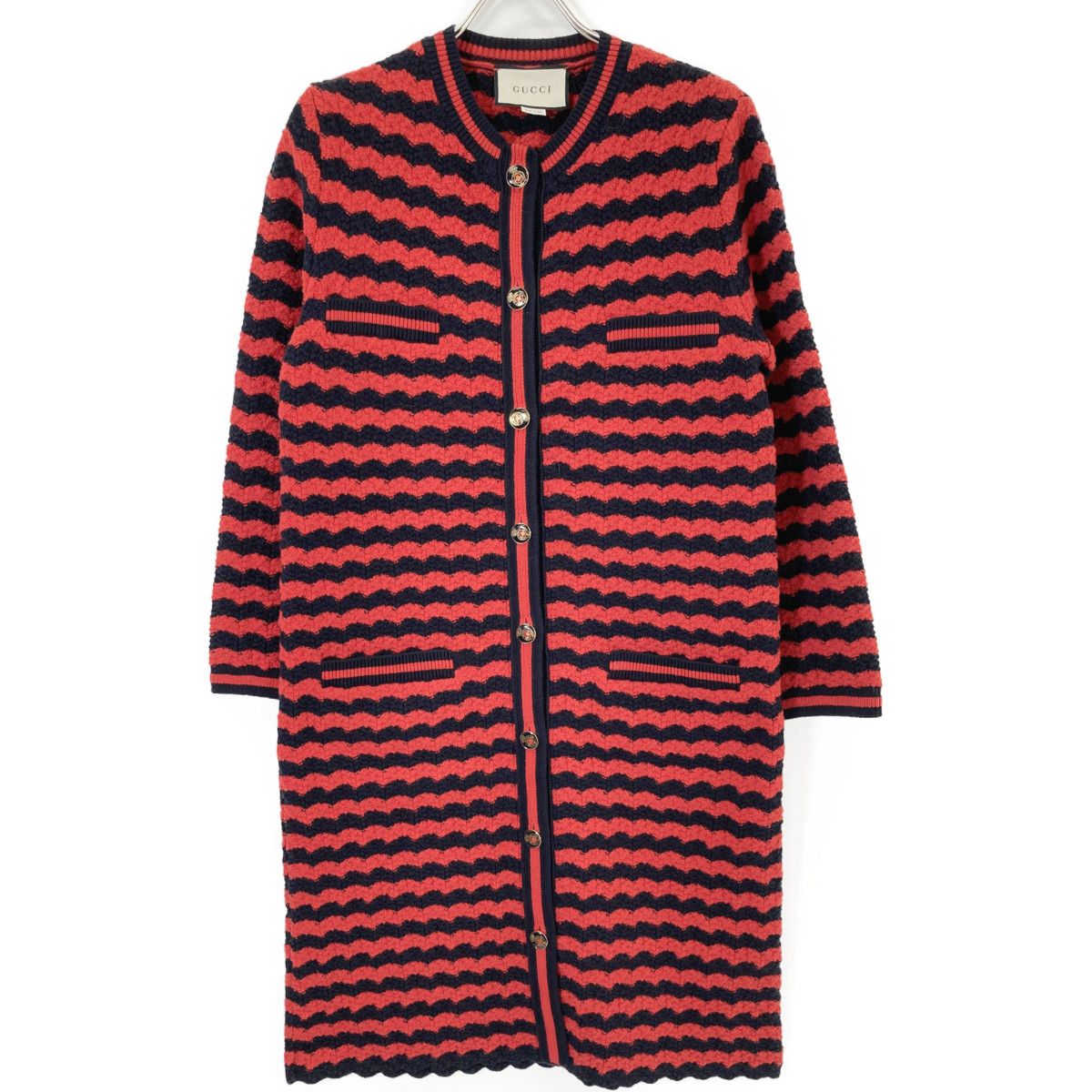 Gucci Red Cotton Wool Long Cardigan