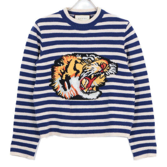 Gucci Tiger Embroidery Border Knit XS Sweater