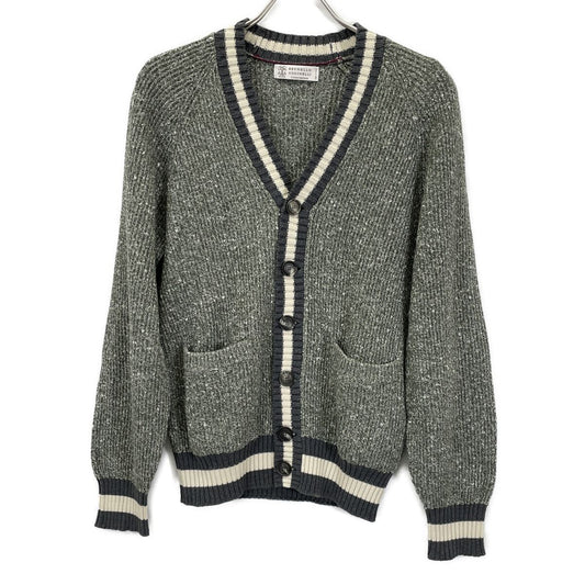 Brunello Cucinelli Green Cotton Cashmere Button Knit Cardigan 44