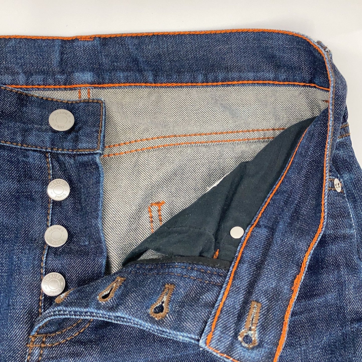 Hermes Series Button Selvedge Leather Patch Denim Indigo 40 Jeans — view 7
