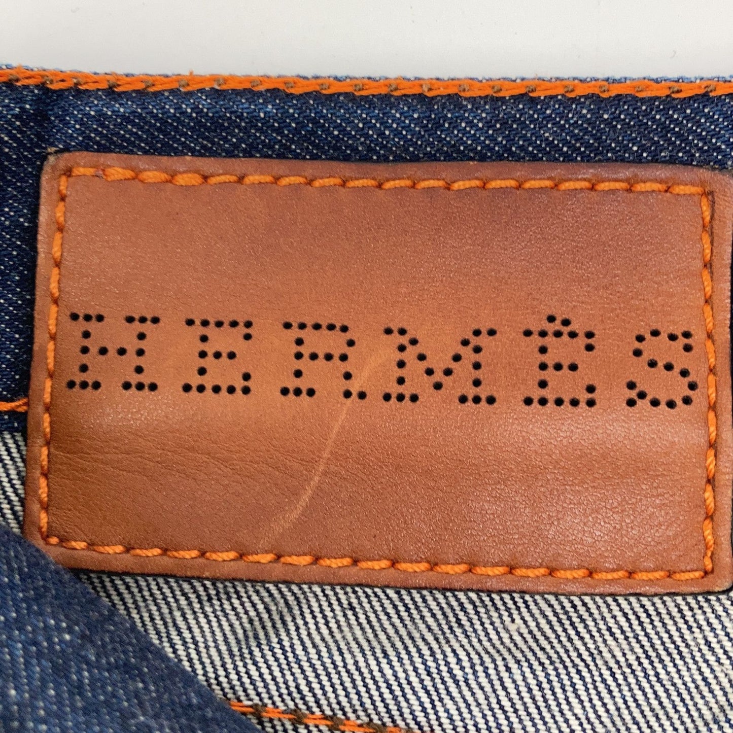 Hermes Series Button Selvedge Leather Patch Denim Indigo 40 Jeans — view 3