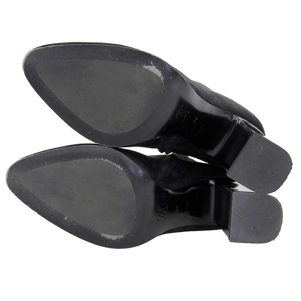 Louis Vuitton Suede LV Donna Line Chunky Heels Boots Shoes Black — view 2