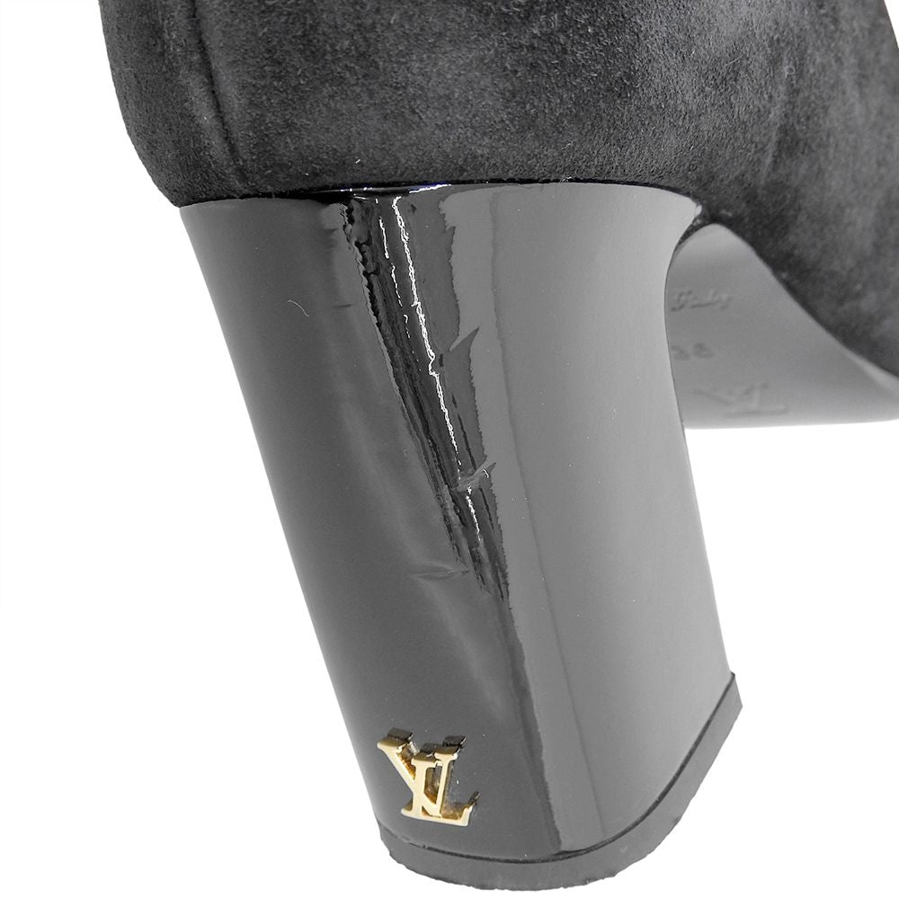 Louis Vuitton Suede LV Donna Line Chunky Heels Boots Shoes Black — view 5